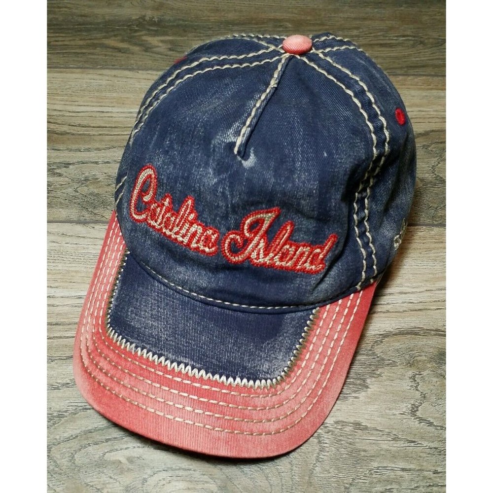 Catalina Island Essencial Caps 100% Cotton Adjustable Back Red Tan Blue